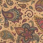 Korkleder mit indischem Paisley-Muster bedruckt