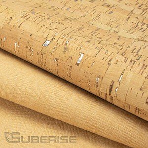 Cork leather Natural with silver