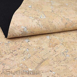 Cork leather Glossy Marble Cream w/ silver