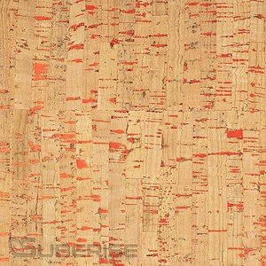 Cork leather Natural with red